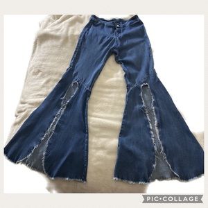 Dark blue bell bottom jeans